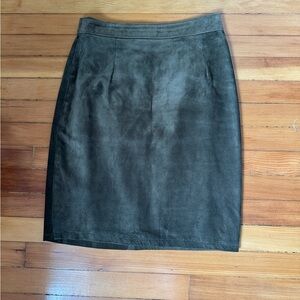 Vintage Khaki Green Suede Skirt